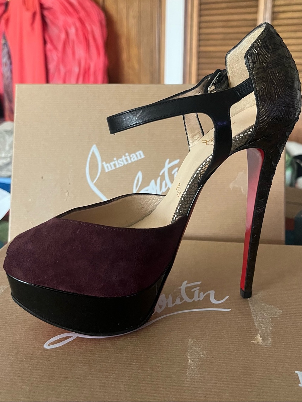 Christian Louboutin No 299 D’orsay platform heels PYTHON!
